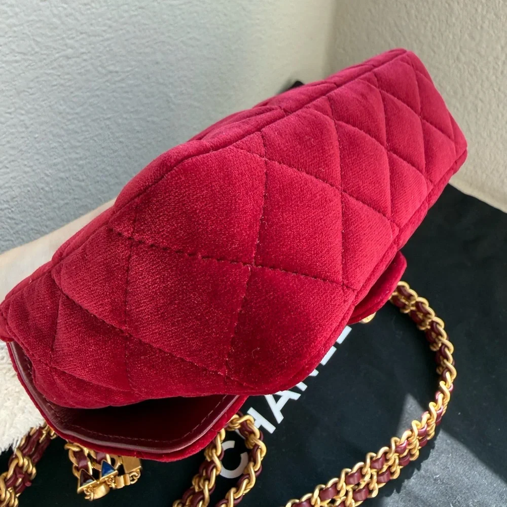 Chanel Burgundy Quilted Velvet Flap Bag - Picture 8 of 16